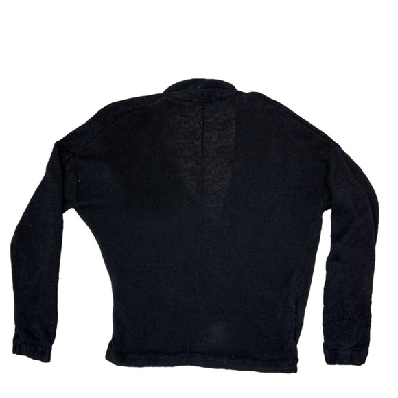 Simons Contemporaine 100% organic linen black draped shawl collar pull over L - Picture 3 of 7